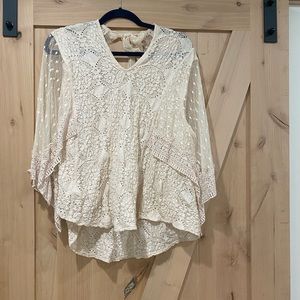 Free people beige lace blouse